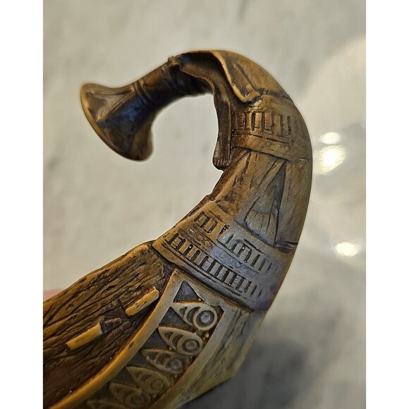 VTG KING TUTANKHAMUN'S EGYPTIAN HARDSTONE FUNERARY SUN BARGE BOAT ASH TRAY RARE - Picture 5 of 9